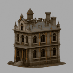Steampunk Ruins Building 025 free 3D model preview