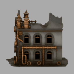 Steampunk Ruins Building 026 free 3D model preview