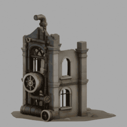 Steampunk Ruins Building 027 free 3D model preview