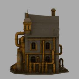 Steampunk Ruins Building 029 free 3D model preview