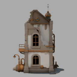 Steampunk Ruins Building 030 free 3D model preview