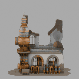 Steampunk Ruins Building 031 free 3D model preview
