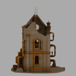 Steampunk Ruins Building 032 free 3D model preview