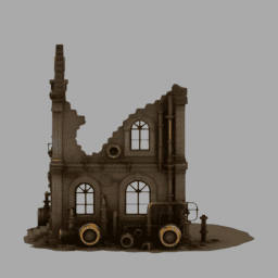 Steampunk Ruins Building 033 free 3D model preview
