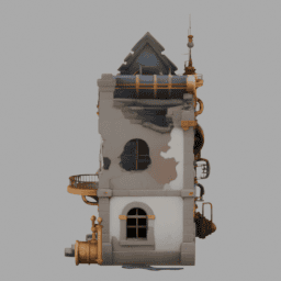 Steampunk Ruins Building 034 free 3D model preview