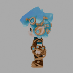 CrystalHairHuman SteamPunk 004 free 3D model preview