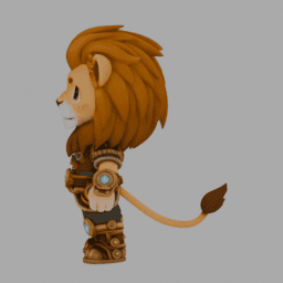 Lion SteamPunk 001 free 3D model preview
