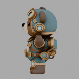 Steampunk Bear Chibi TPose 001 free 3D model preview