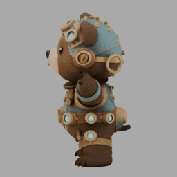 Steampunk Bear Chibi TPose 003 free 3D model preview