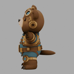 Steampunk Bear Chibi TPose 004 free 3D model preview