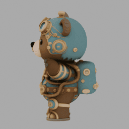 Steampunk Bear Chibi TPose 005 free 3D model preview