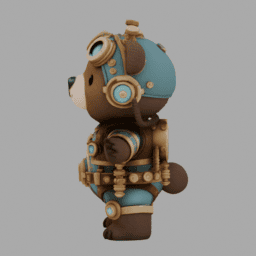 Steampunk Bear Chibi TPose 006 free 3D model preview