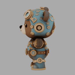 Steampunk Bear Chibi TPose 007 free 3D model preview