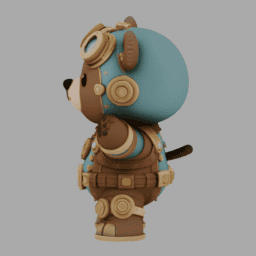 Steampunk Bear Chibi TPose 008 free 3D model preview