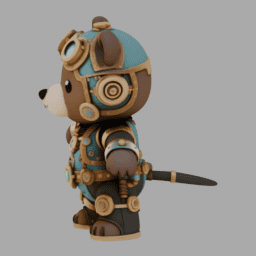 Steampunk Bear Chibi TPose 009 free 3D model preview