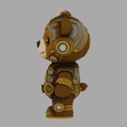 Steampunk Bear Chibi TPose 010 free 3D model preview