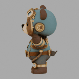 Steampunk Bear Chibi TPose 011 free 3D model preview