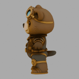 Steampunk Bear Chibi TPose 012 free 3D model preview