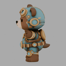 Steampunk Bear Chibi TPose 013 free 3D model preview