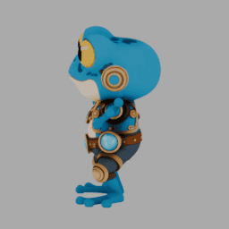 Steampunk Blue Frog ChibiCharacter TPose 002 free 3D model preview