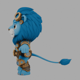 Steampunk Blue Lion ChibiCharacter TPose 003 free 3D model preview