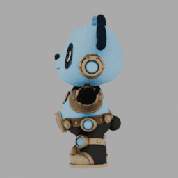 Steampunk Blue Panda ChibiCharacter TPose 001 free 3D model preview