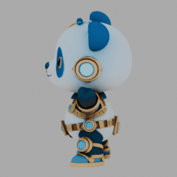 Steampunk Blue Panda ChibiCharacter TPose 002 free 3D model preview