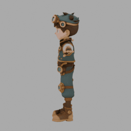 Steampunk Boy TPose 001 free 3D model preview