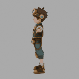 Steampunk Boy TPose 002 free 3D model preview