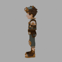 Steampunk Boy TPose 006 free 3D model preview