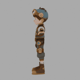 Steampunk Boy TPose 009 free 3D model preview