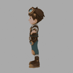 Steampunk Boy TPose 010 free 3D model preview
