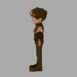Steampunk Boy TPose 011 free 3D model preview