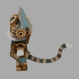 Steampunk Cat Chibi TPose 003 free 3D model preview