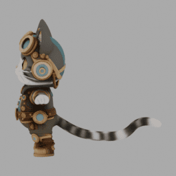 Steampunk Cat Chibi TPose 005 free 3D model preview