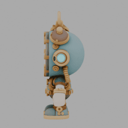 Steampunk ClockRobot ToyStyle 007 free 3D model preview