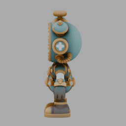 Steampunk ClockRobot ToyStyle 009 free 3D model preview