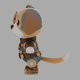 Steampunk Dog Chibi TPose 001 free 3D model preview