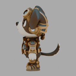Steampunk Dog Chibi TPose 003 free 3D model preview