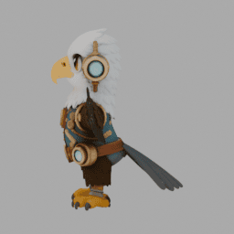 Steampunk Eagles Chibi TPose 001 free 3D model preview