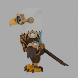 Steampunk Eagles Chibi TPose 014 free 3D model preview
