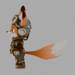 Steampunk Fox Chibi TPose 001 free 3D model preview