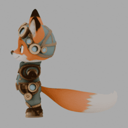 Steampunk Fox Chibi TPose 002 free 3D model preview