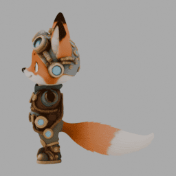 Steampunk Fox Chibi TPose 003 free 3D model preview