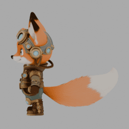 Steampunk Fox Chibi TPose 004 free 3D model preview