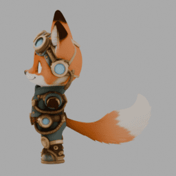 Steampunk Fox Chibi TPose 005 free 3D model preview