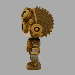 Steampunk Gear Chibi TPose 001 free 3D model preview
