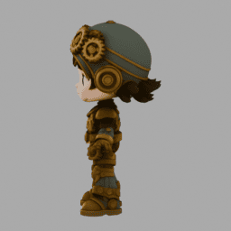 Steampunk Gear Chibi TPose 005 free 3D model preview