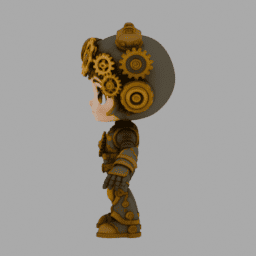Steampunk Gear Chibi TPose 006 free 3D model preview