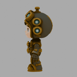 Steampunk Gear Chibi TPose 007 free 3D model preview